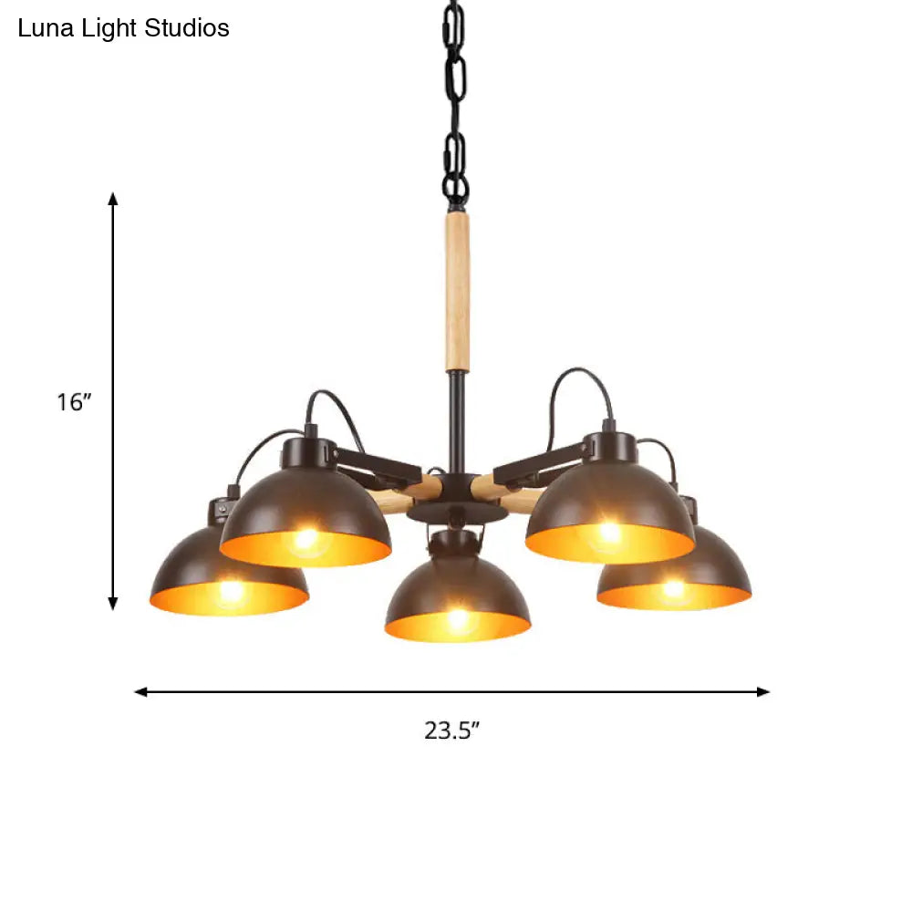 Black And Gold Rotatable Chandelier With Bowl Shade - 3/5/6 Heads Factory Ceiling Suspension Lamp