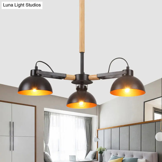 Black And Gold Rotatable Chandelier With Bowl Shade - 3/5/6 Heads Factory Ceiling Suspension Lamp 3