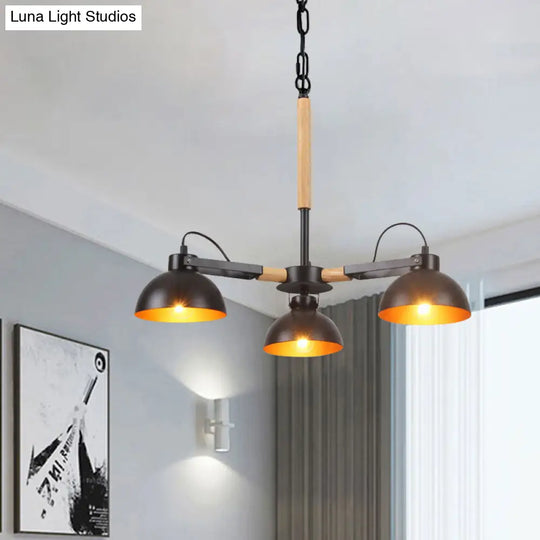 Black And Gold Rotatable Chandelier With Bowl Shade - 3/5/6 Heads Factory Ceiling Suspension Lamp