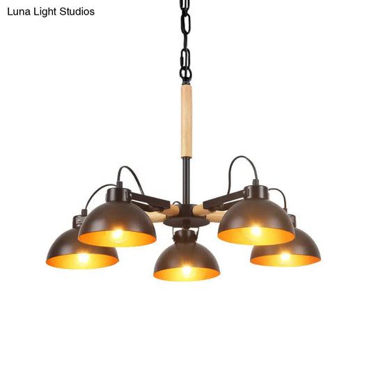 Black And Gold Rotatable Chandelier With Bowl Shade - 3/5/6 Heads Factory Ceiling Suspension Lamp