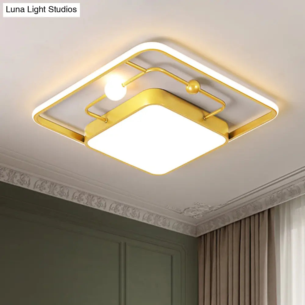 Modern Iron Black/Gold Led Ceiling Light Fixture In Warm/White - Square Flush Mount 16.5’/20.5’