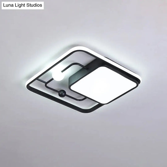 Modern Iron Black/Gold Led Ceiling Light Fixture In Warm/White - Square Flush Mount 16.5/20.5 Width