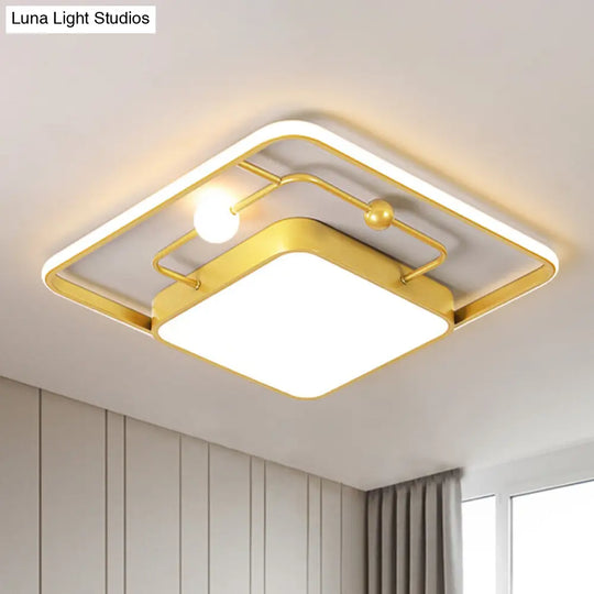 Modern Iron Black/Gold Led Ceiling Light Fixture In Warm/White - Square Flush Mount 16.5/20.5 Width