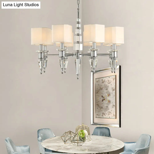 Modern 6-Light Chrome Ceiling Pendant With Fabric Shade