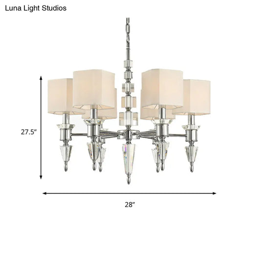 Modern 6-Light Chrome Ceiling Pendant With Fabric Shade