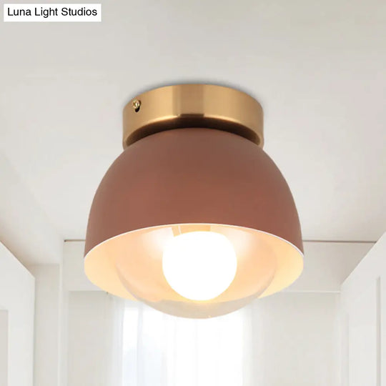 Modern Iron Dome Flush Mount Ceiling Lamp With 1 Head Lighting - Coffee Shade