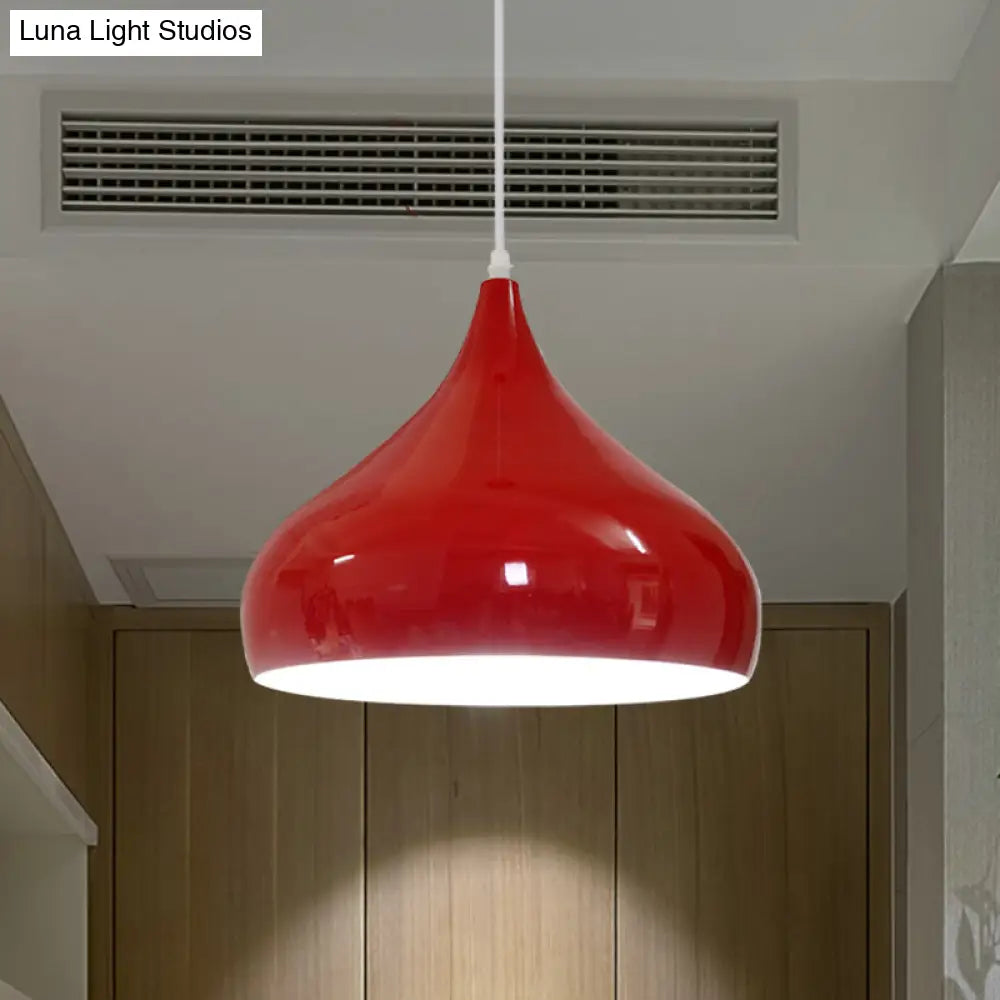 Modern Iron Dome Pendant Light - 1-Light Black/White/Red 12.5’’/16.5’’ Wide