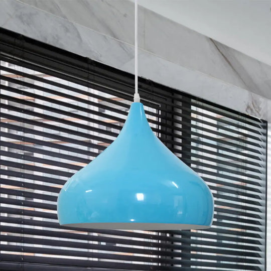 Modern Iron Dome Pendant Light - 1-Light Black/White/Red 12.5’’/16.5’’ Wide Blue / 12.5’’