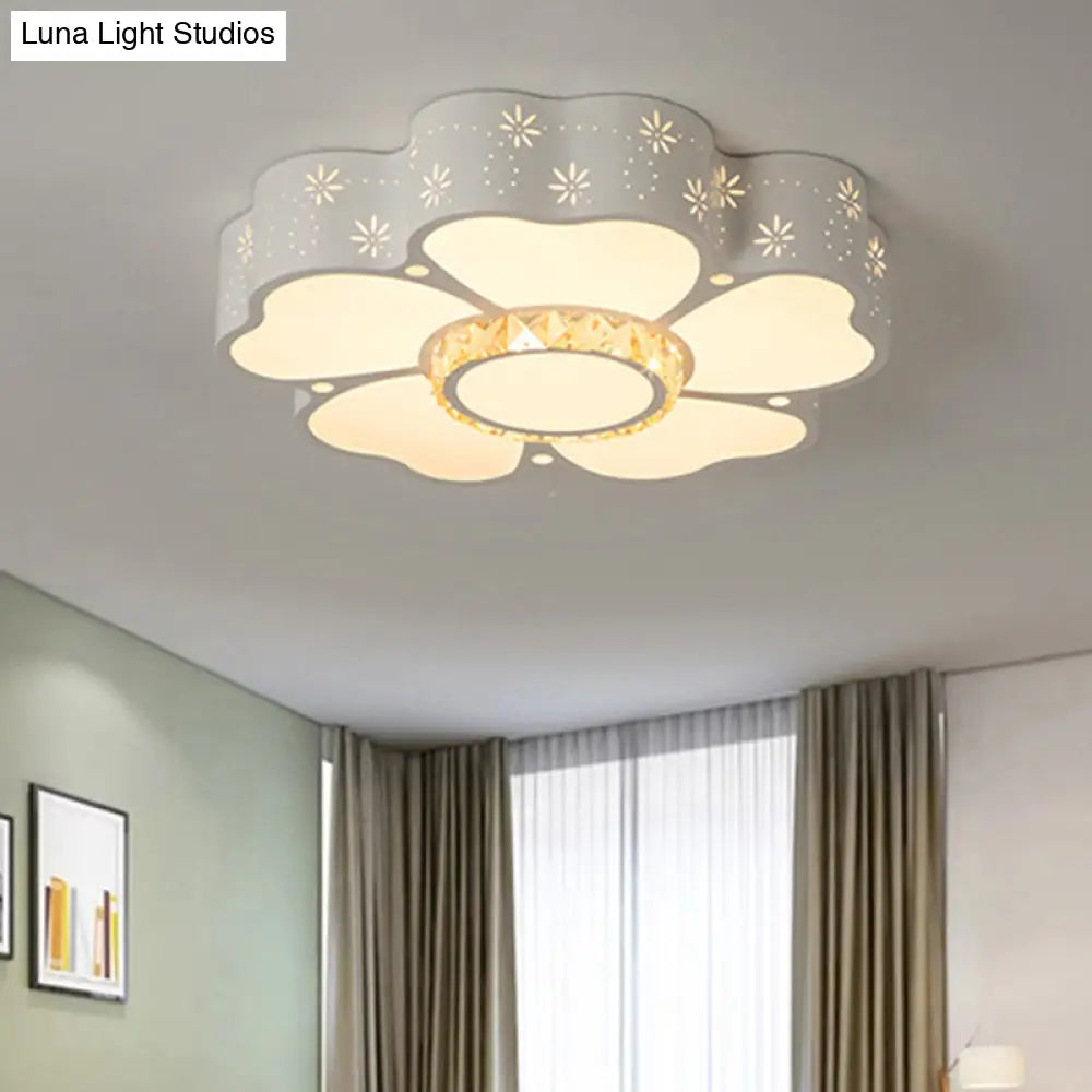 Modern Iron Floral Led Flush Mount Light In Warm/White For Living Room Ceiling