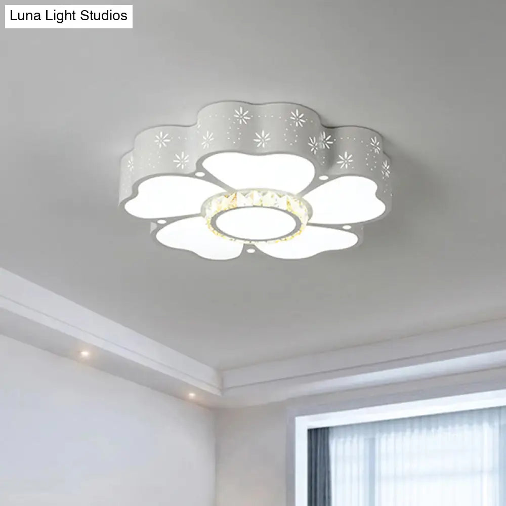 Modern Iron Floral Led Flush Mount Light In Warm/White For Living Room Ceiling
