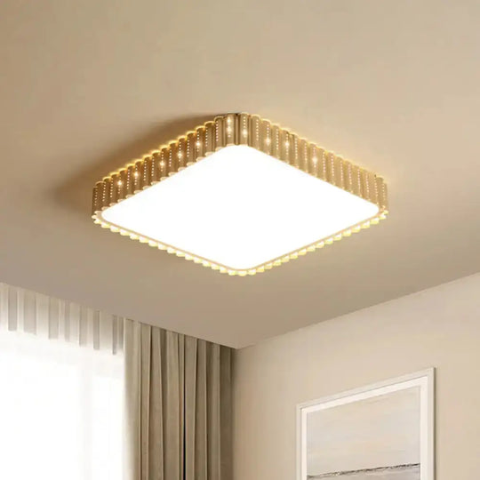 Modern Iron Gold Led Flushmount Ceiling Lamp With Circle Cutouts - Square/Flower/Rectangle Flush