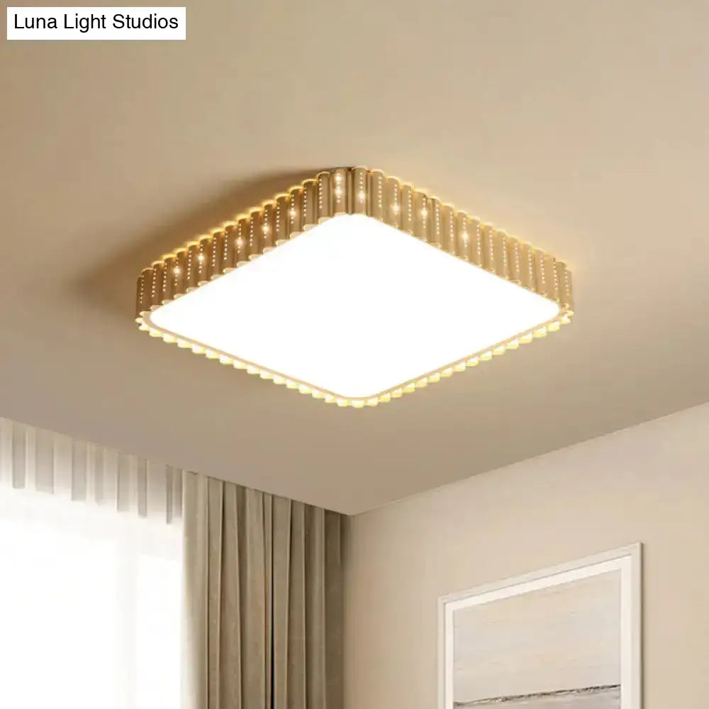 Modern Iron Gold Led Flushmount Ceiling Lamp With Circle Cutouts - Square/Flower/Rectangle Flush