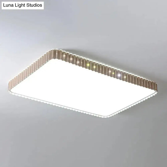 Modern Iron Gold Led Flushmount Ceiling Lamp With Circle Cutouts - Square/Flower/Rectangle Flush