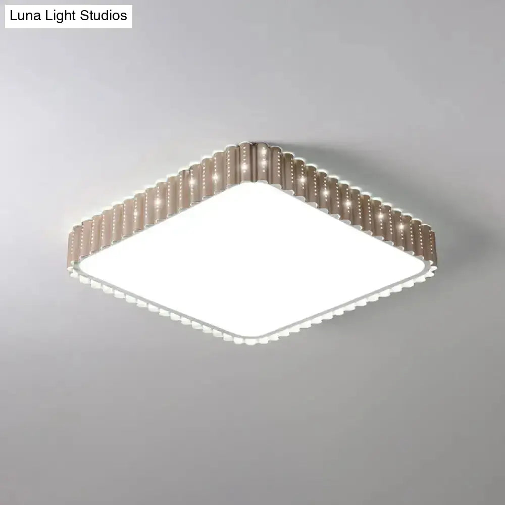 Modern Iron Gold Led Flushmount Ceiling Lamp With Circle Cutouts - Square/Flower/Rectangle Flush