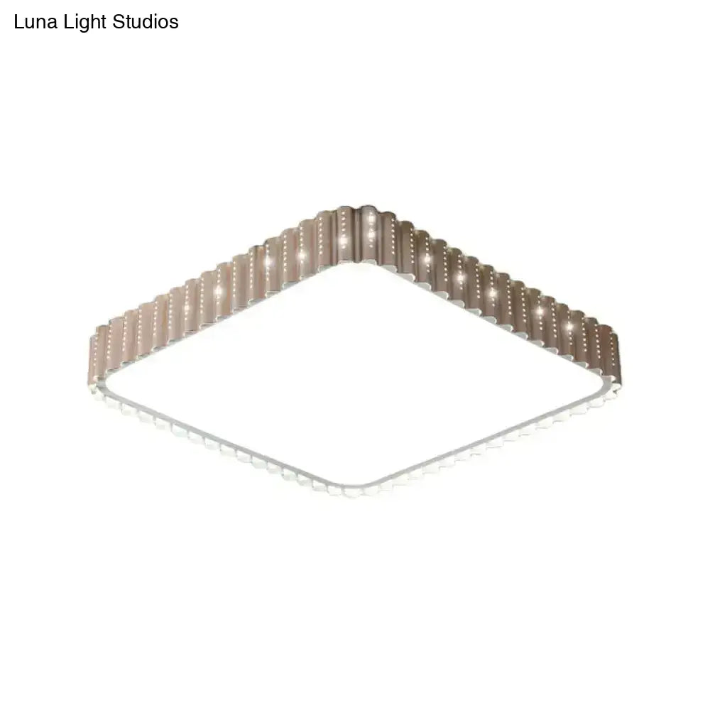 Modern Iron Gold Led Flushmount Ceiling Lamp With Circle Cutouts - Square/Flower/Rectangle Flush