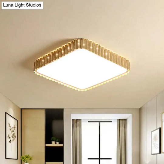 Modern Iron Gold Led Flushmount Ceiling Lamp With Circle Cutouts - Square/Flower/Rectangle Flush