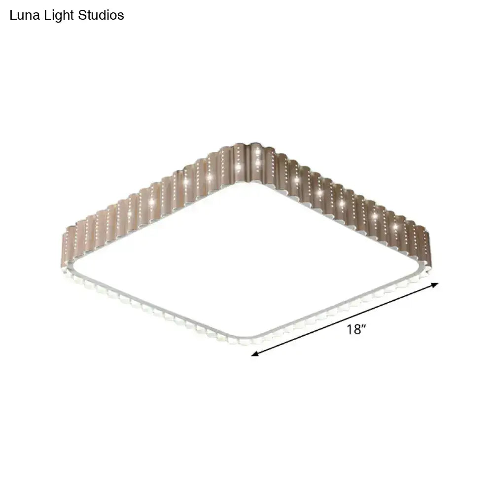 Modern Iron Gold Led Flushmount Ceiling Lamp With Circle Cutouts - Square/Flower/Rectangle Flush