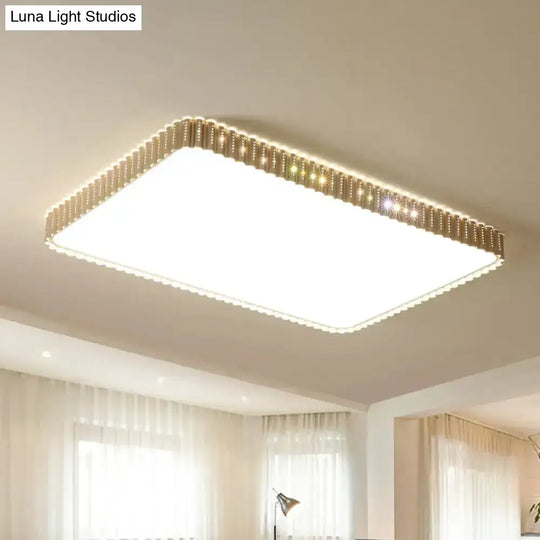 Modern Iron Gold Led Flushmount Ceiling Lamp With Circle Cutouts - Square/Flower/Rectangle Flush