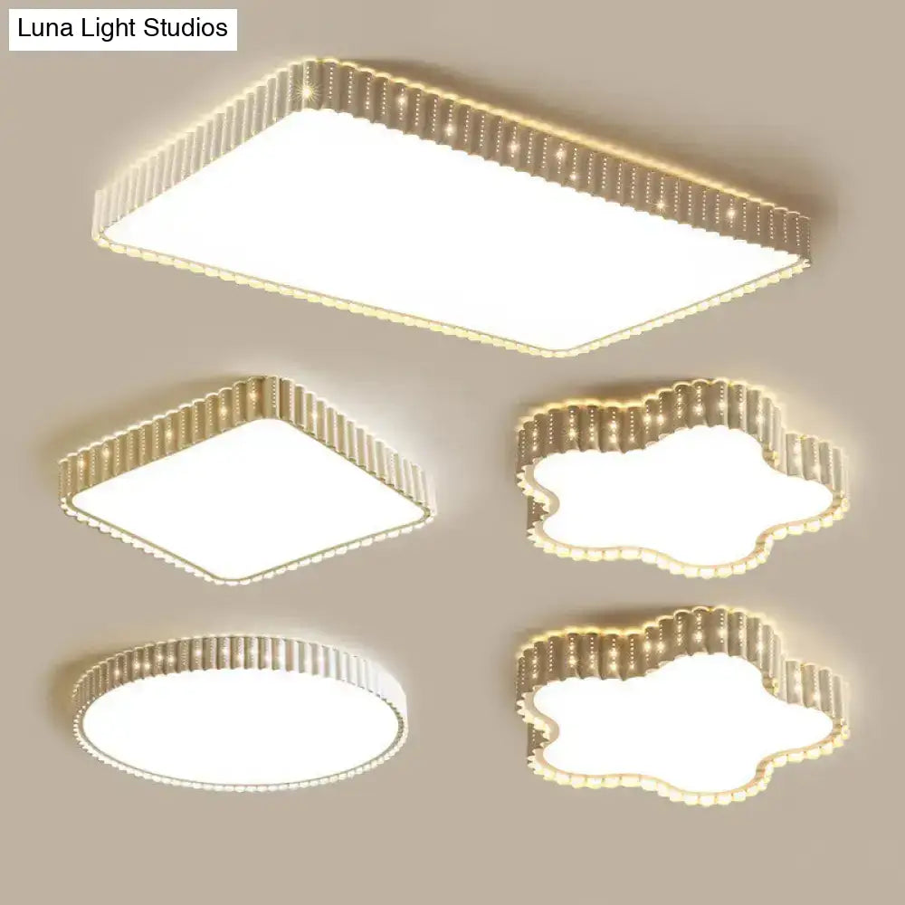 Modern Iron Gold Led Flushmount Ceiling Lamp With Circle Cutouts - Square/Flower/Rectangle Flush