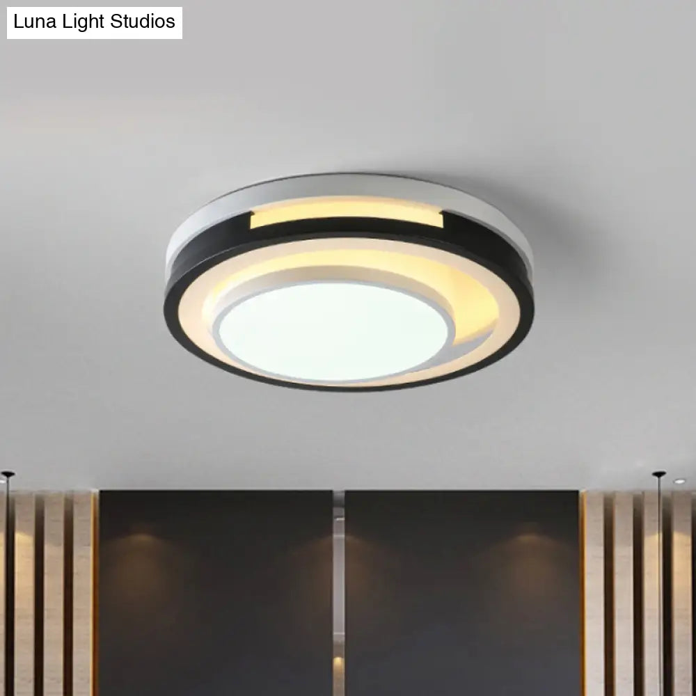 Modern Iron Led Ceiling Lamp With Black-White Cutouts And Warm/White Light