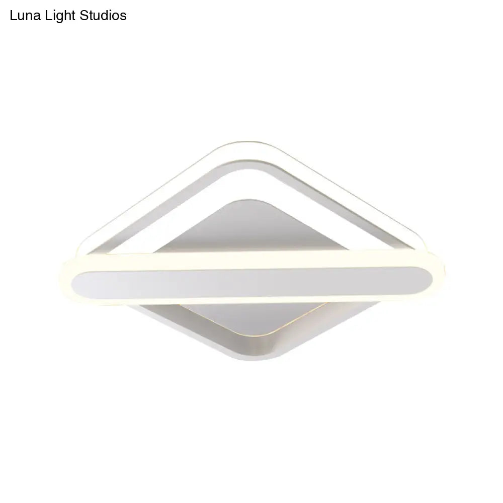 Modern Iron Rhombus - Oblong Led Foyer Ceiling Light In Black/Gold/White