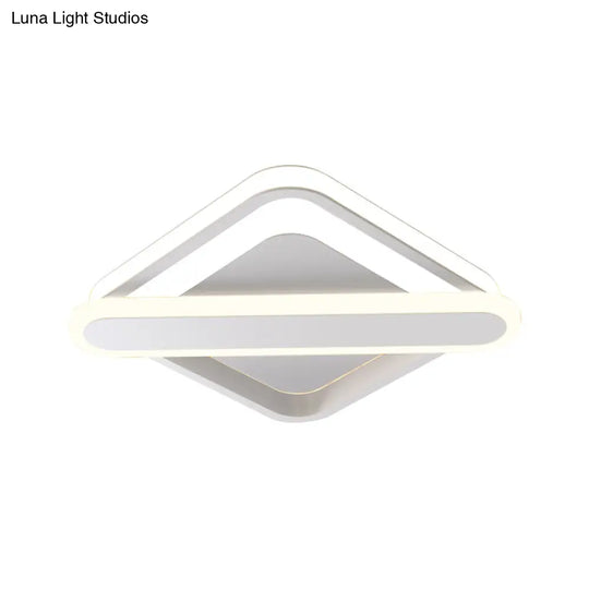 Modern Iron Rhombus - Oblong Led Foyer Ceiling Light In Black/Gold/White