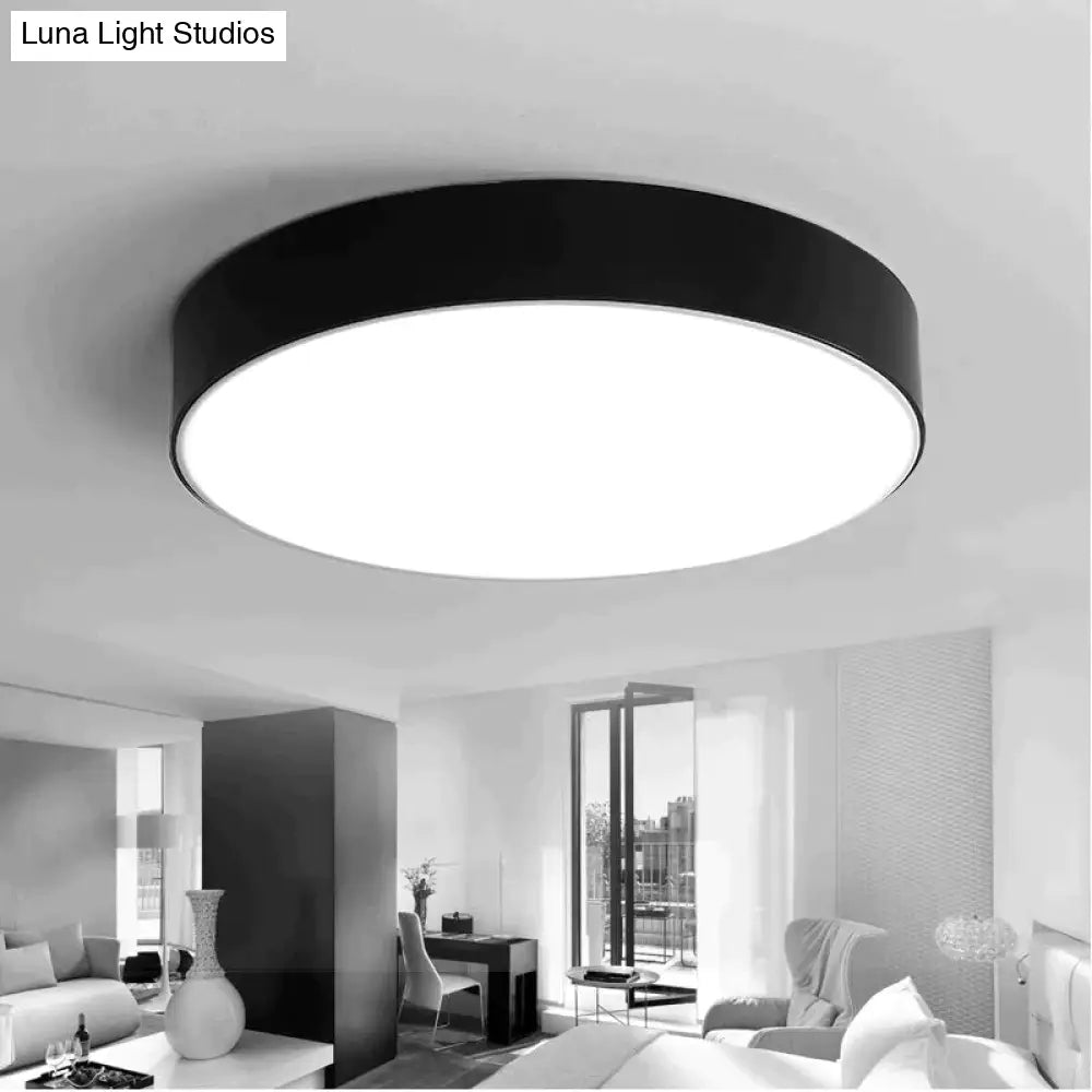 Modern Iron Round Black White Led Ceiling Lights For Living Room Bedroom Indoor Lamps