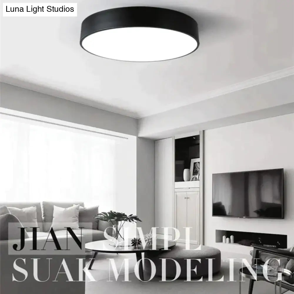 Modern Iron Round Black White Led Ceiling Lights For Living Room Bedroom Indoor Lamps