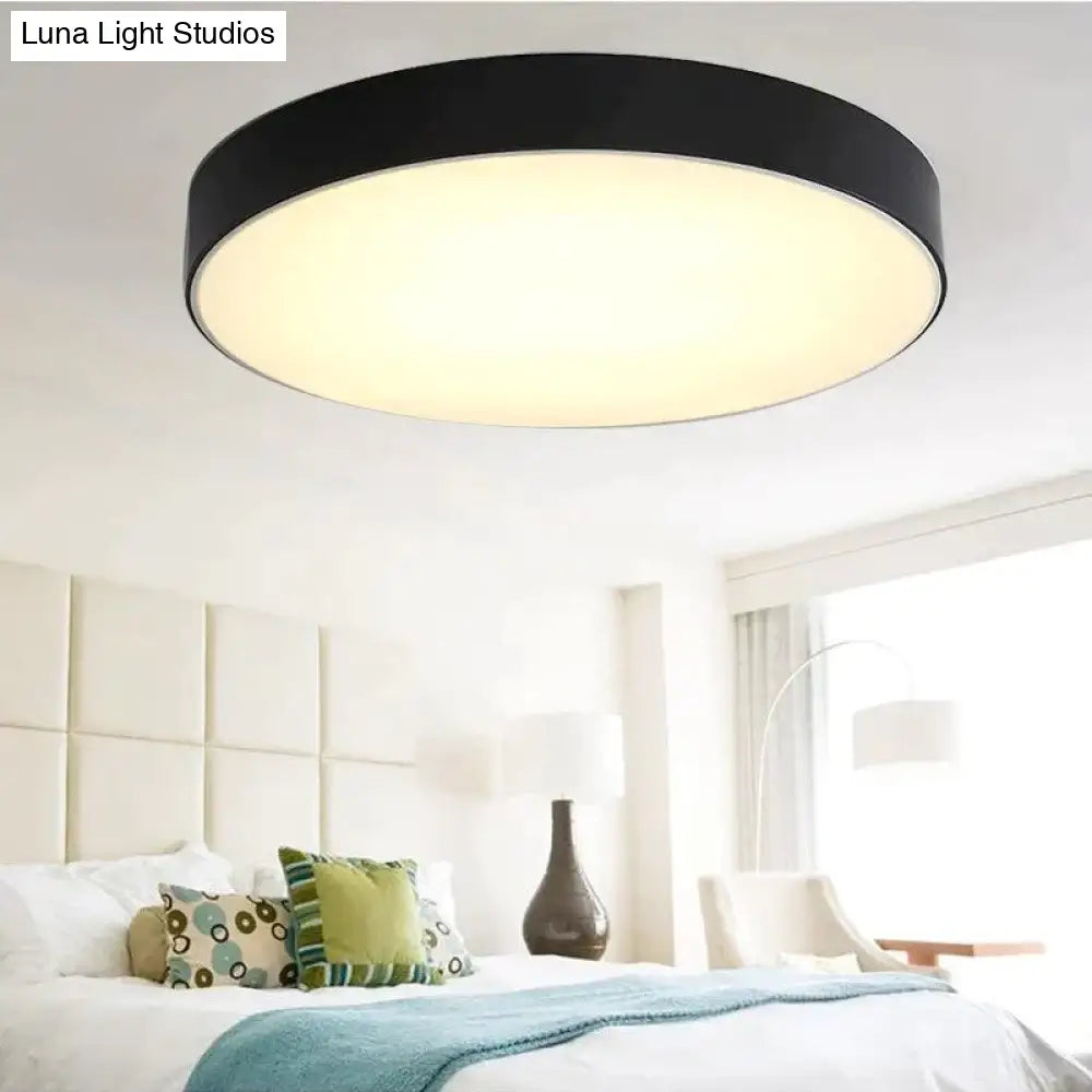 Modern Iron Round Black White Led Ceiling Lights For Living Room Bedroom Indoor Lamps