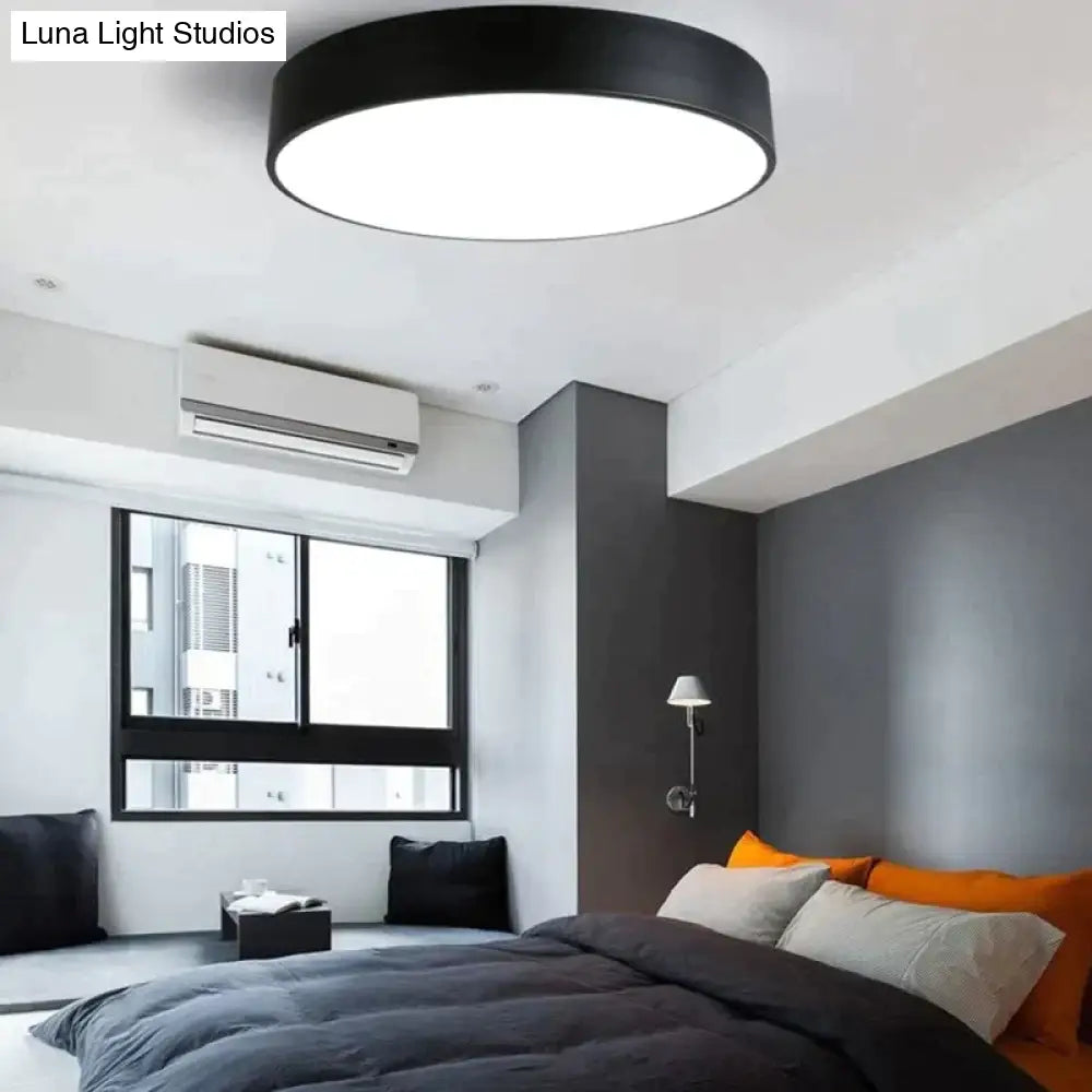 Modern Iron Round Black White Led Ceiling Lights For Living Room Bedroom Indoor Lamps