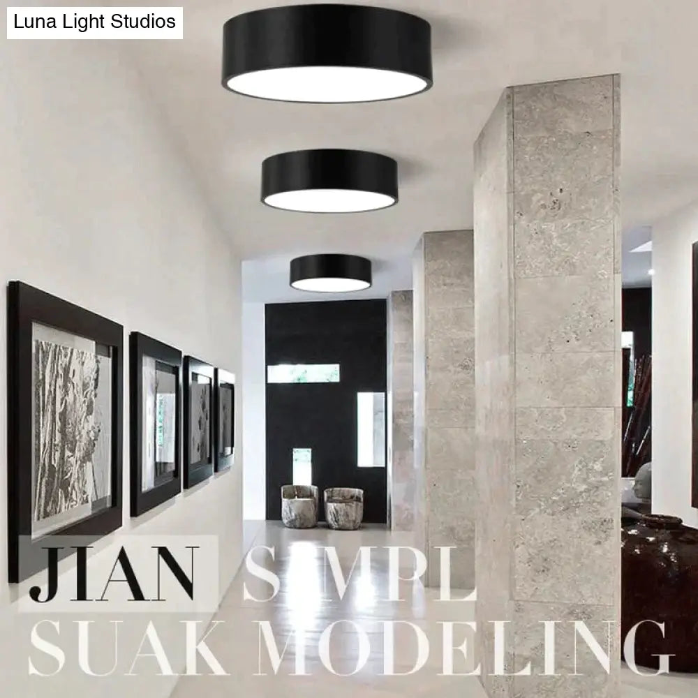 Modern Iron Round Black White Led Ceiling Lights For Living Room Bedroom Indoor Lamps