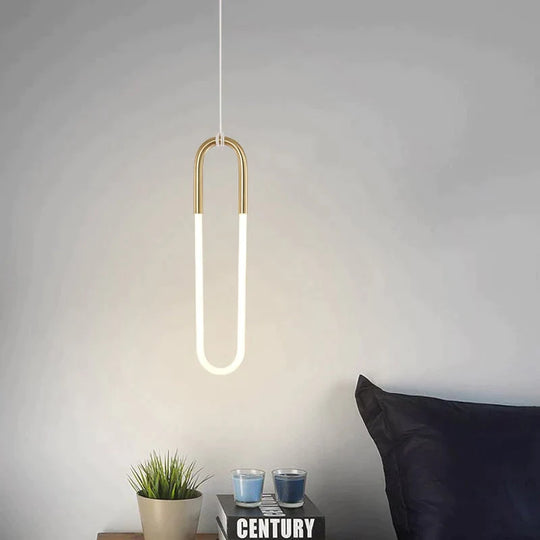 Modern Iron U Style Gold Pendant Lights Energy Saving Tube lustre luminaire suspension Light Fixtures For Living Room Hanglamp