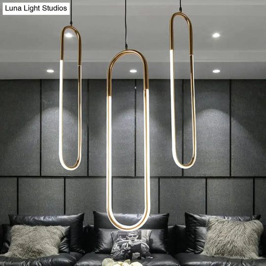 Modern Iron U Style Gold Pendant Lights Energy Saving Tube Lustre Luminaire Suspension Light