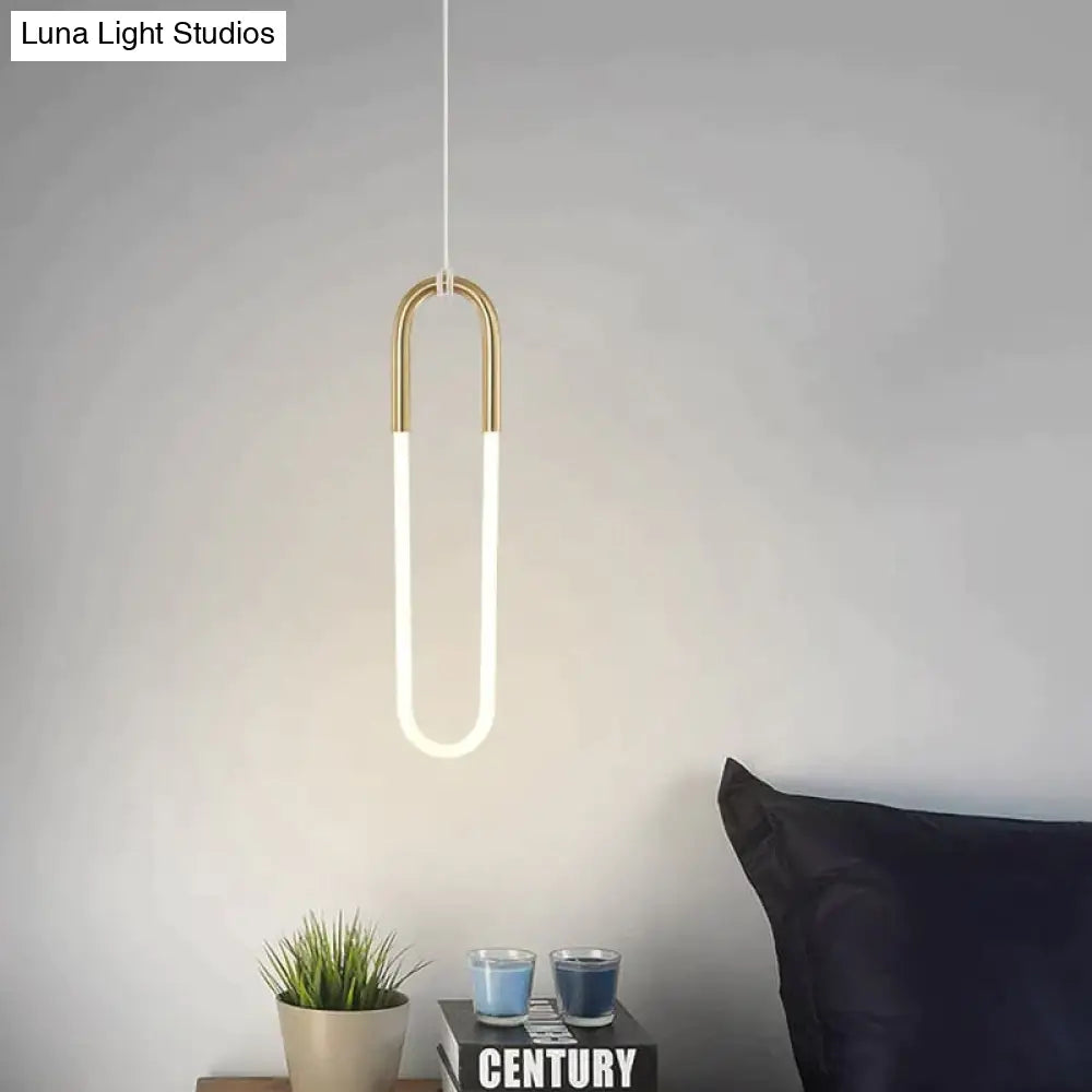 Modern Iron U Style Gold Pendant Lights Energy Saving Tube Lustre Luminaire Suspension Light