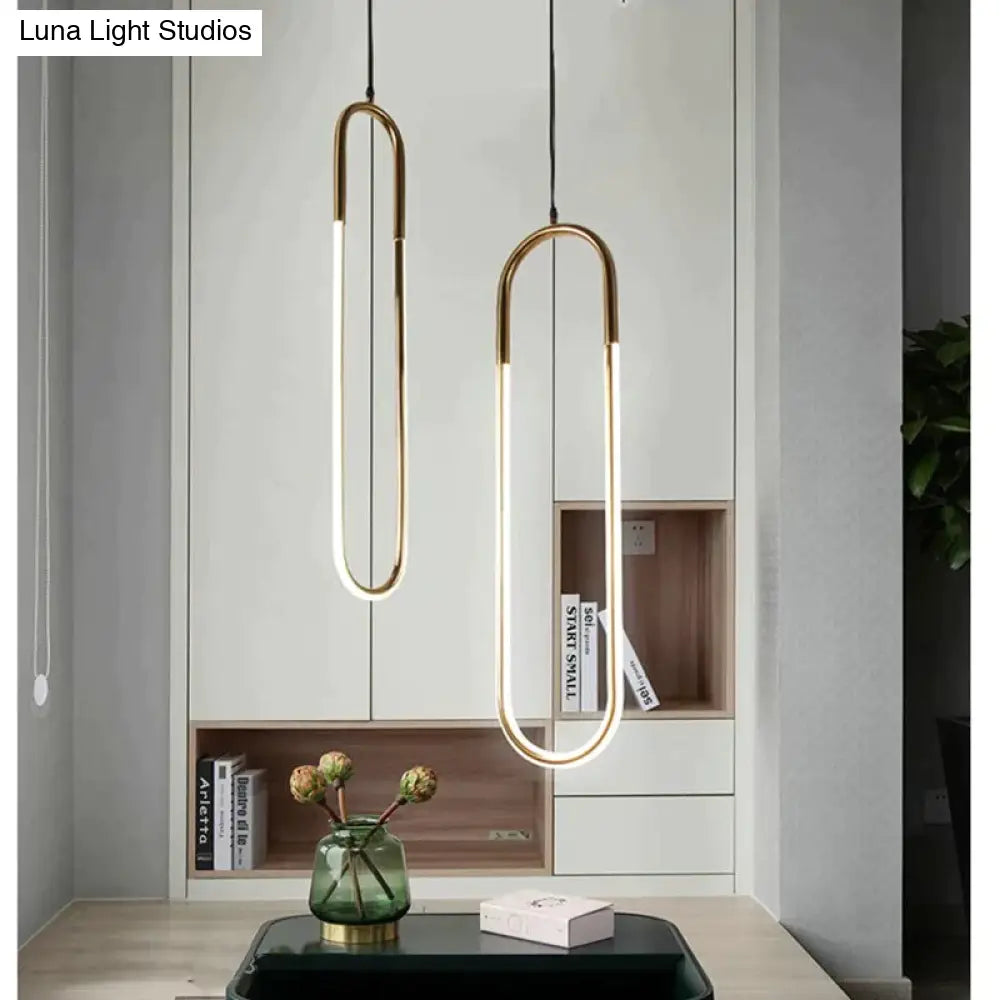 Modern Iron U Style Gold Pendant Lights Energy Saving Tube Lustre Luminaire Suspension Light