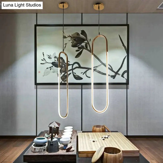 Modern Iron U Style Gold Pendant Lights Energy Saving Tube Lustre Luminaire Suspension Light