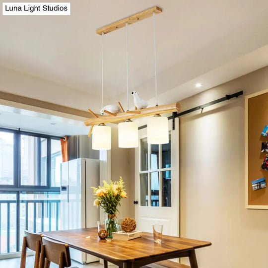 Modern Island Pendant Light With Frosted Glass Lampshade For Dining Room