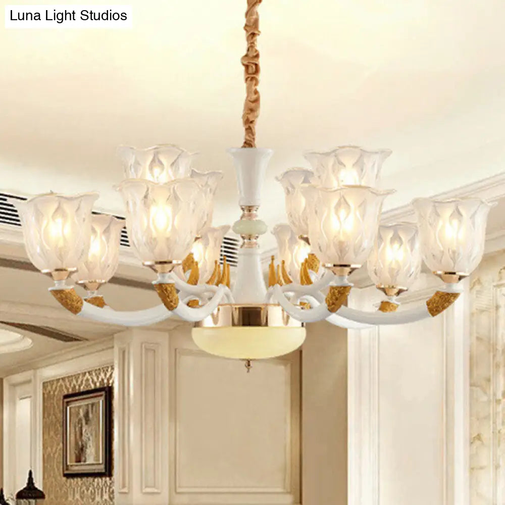 Modern Clear Glass Hanging Ceiling Light - Ivory Chandelier For Living Room 12 /