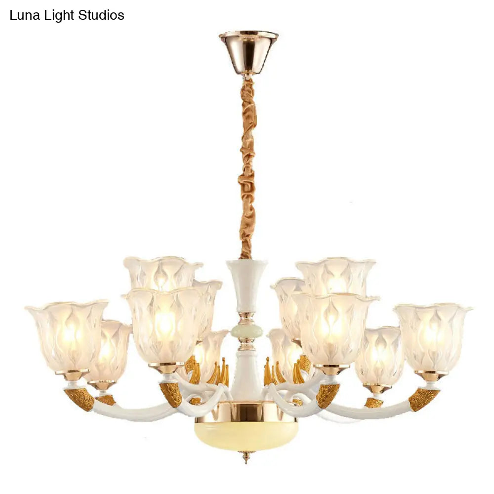 Modern Clear Glass Hanging Ceiling Light - Ivory Chandelier For Living Room