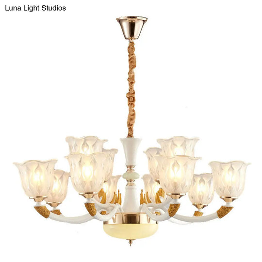 Modern Clear Glass Hanging Ceiling Light - Ivory Chandelier For Living Room