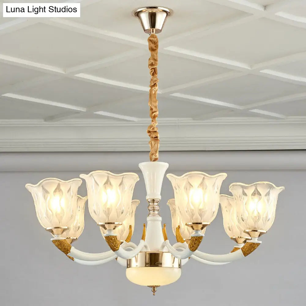 Modern Clear Glass Hanging Ceiling Light - Ivory Chandelier For Living Room