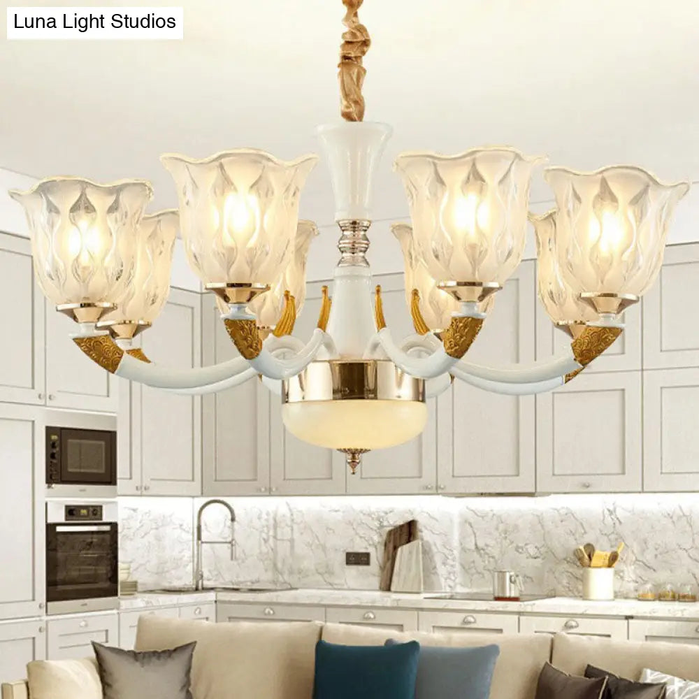 Modern Clear Glass Hanging Ceiling Light - Ivory Chandelier For Living Room 8 /