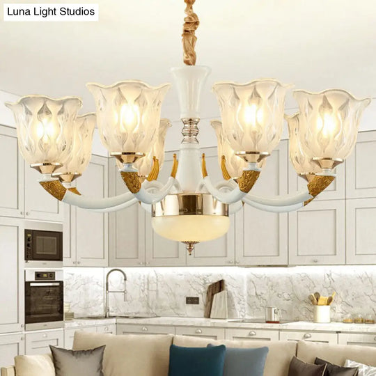 Modern Clear Glass Hanging Ceiling Light - Ivory Chandelier For Living Room 8 /