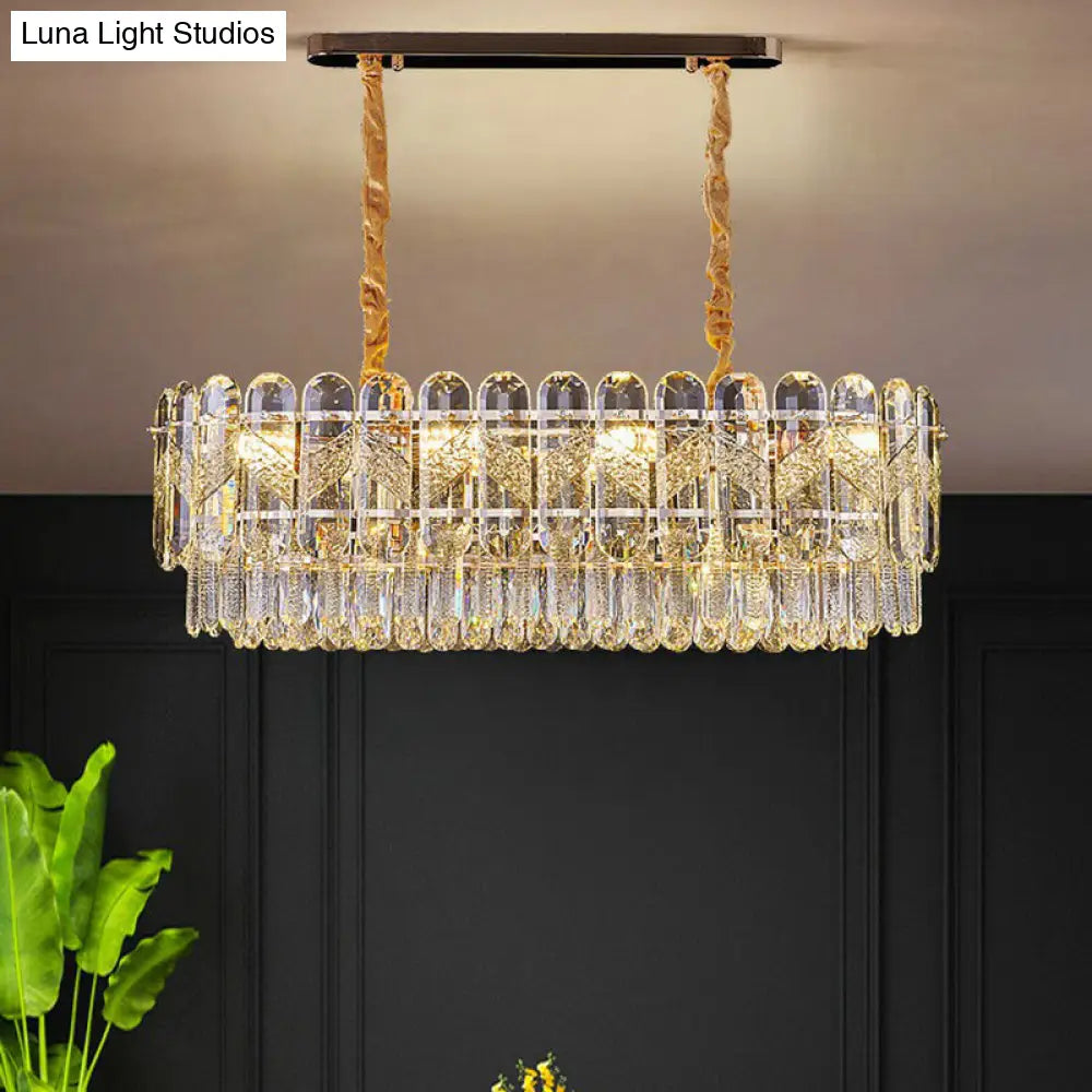 Modern K9 Crystal Hanging Lamp For Bedroom - Clear And Layered Design / 31.5