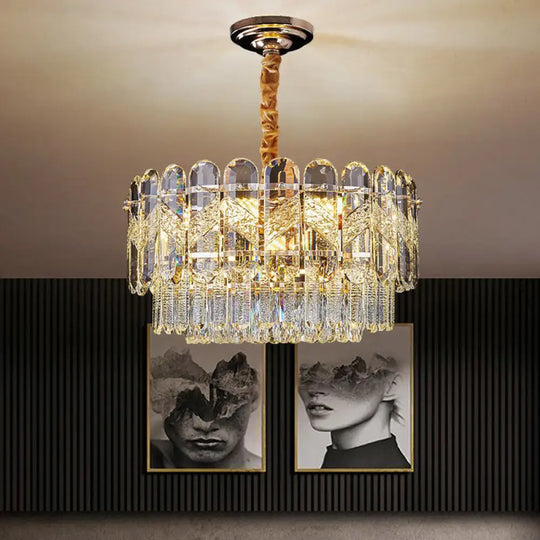 Modern K9 Crystal Hanging Lamp: Sleek Suspension Light Fixture For Bedrooms Clear / 23.5’