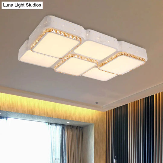 Modern K9 Crystal Led Ceiling Light - Flush Mount Acrylic Shade Remote Control Dimming