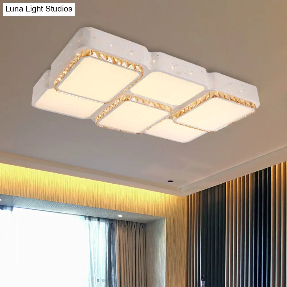 Modern K9 Crystal Led Ceiling Light - Flush Mount Acrylic Shade Remote Control Dimming 21.5/37.5