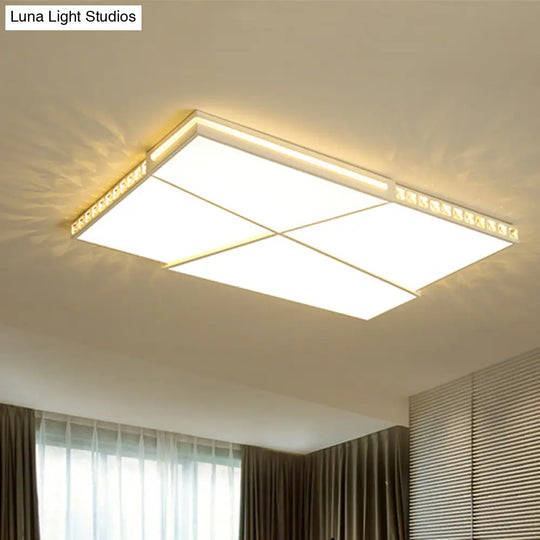 Modern K9 Crystal Led Flush Mount Ceiling Light With Remote Control Dimming White - Available In