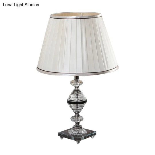 Modern K9 Crystal Night Lamp With Empire Shade - Beige