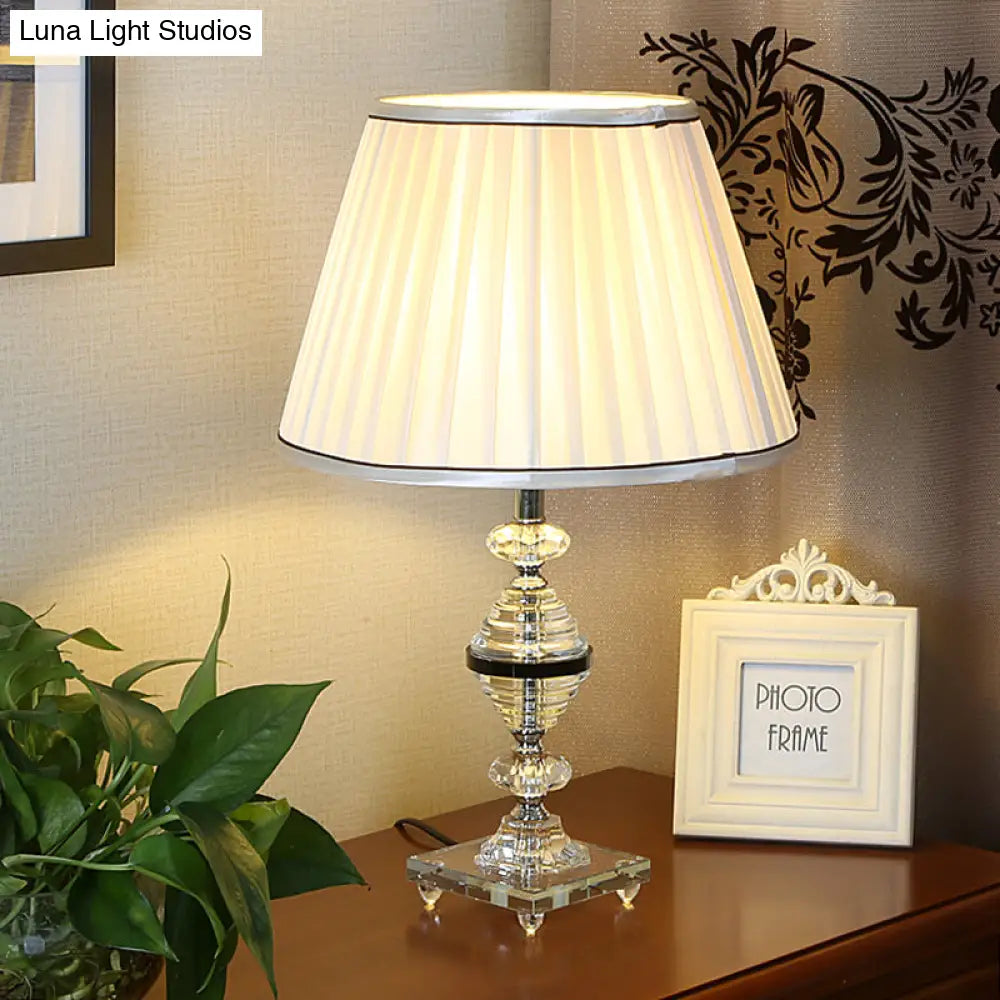 Modern K9 Crystal Night Lamp With Empire Shade - Beige